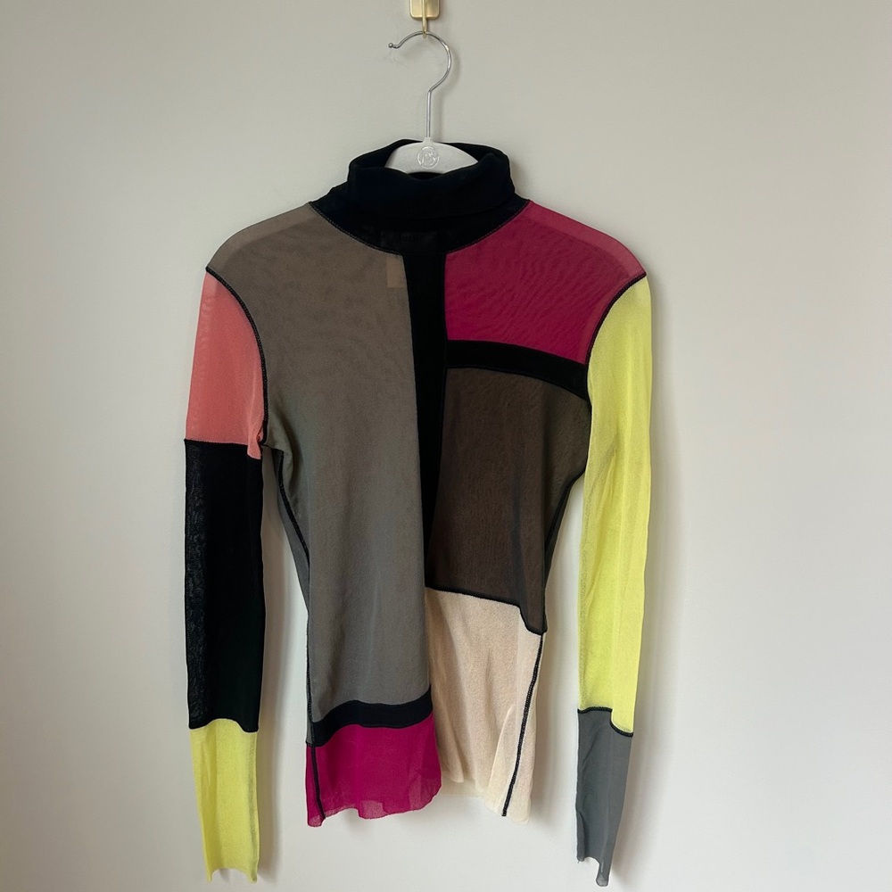 Vintage Jean Paul Gaultier Fuzzi Colorblock Mesh Top in Medium